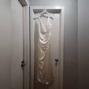 David's Bridal Charmeuse Draped Dress Ivory